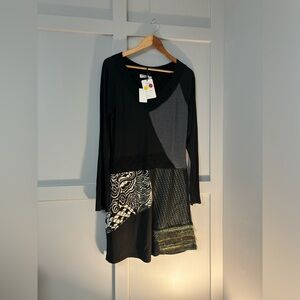 💙NWT Patchwork Design Long Sleeve Dress